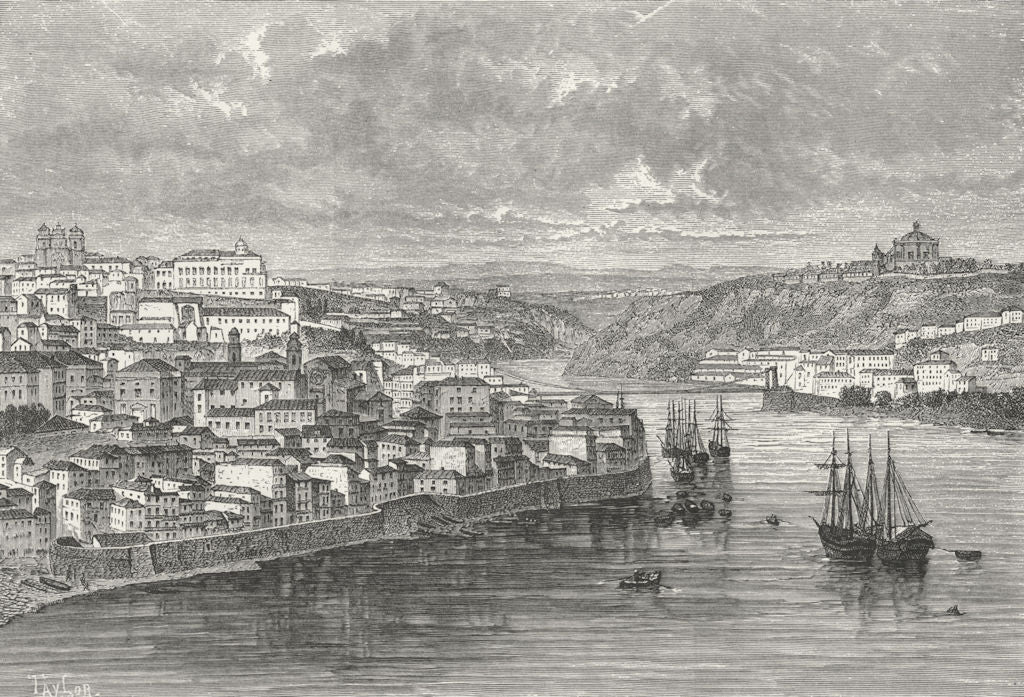 PORTUGAL. Oporto c1885 old antique vintage print picture